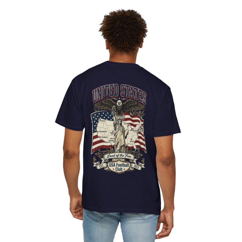 USMNT Football Club Shirt, Comfort Colors Soccer Tee, USA Soccer Fan Shirt, USMNT Graphic Tee, World Football Shirt image 10