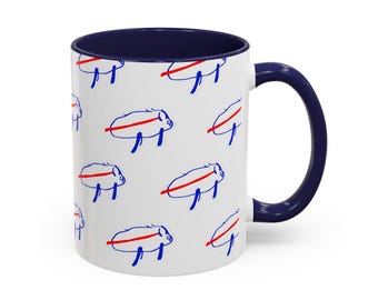 Buffalo Football  Coffee Mug, Red and Blue Mug Gift for Die-Hard Buffalo Fans