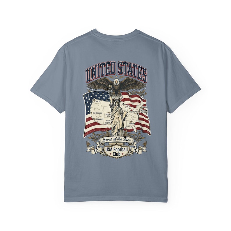 USMNT Football Club Shirt, Comfort Colors Soccer Tee, USA Soccer Fan Shirt, USMNT Graphic Tee, World Football Shirt image 2