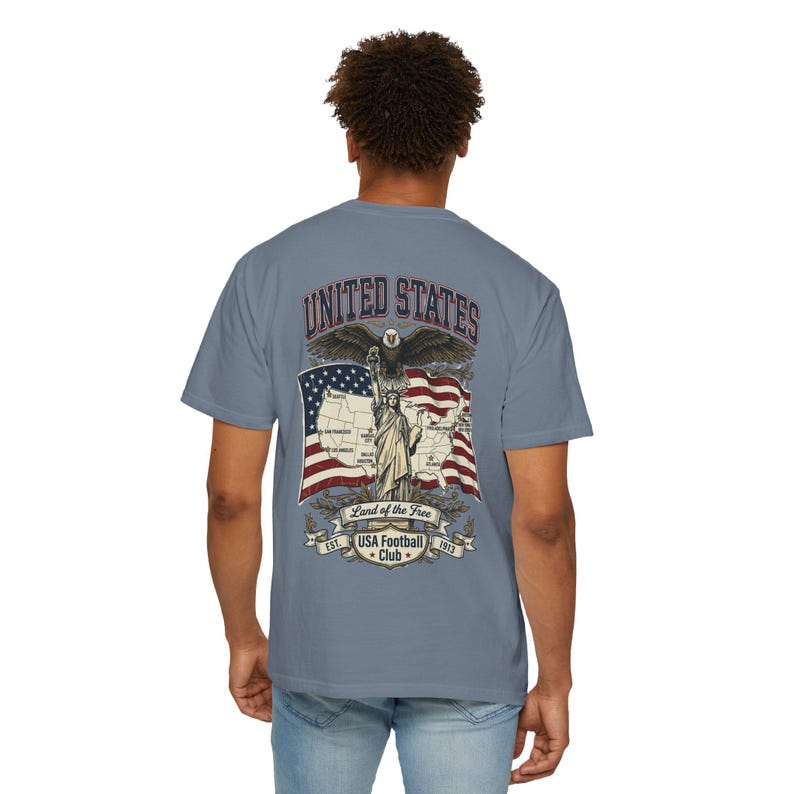 USMNT Football Club Shirt, Comfort Colors Soccer Tee, USA Soccer Fan Shirt, USMNT Graphic Tee, World Football Shirt image 9