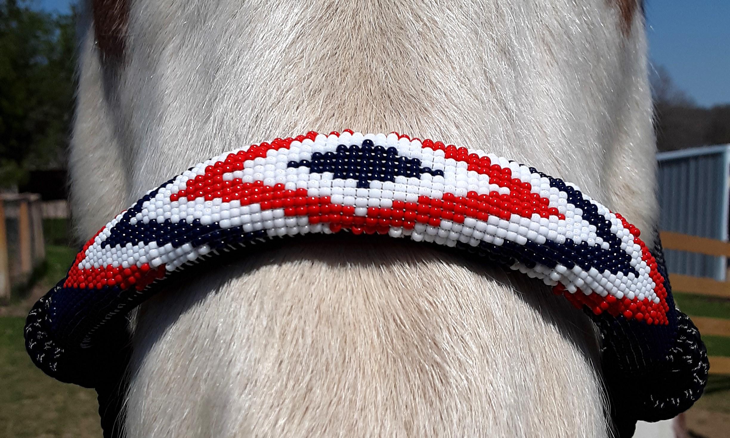 Handmade Horse Patriotic - Red, White + Blue - Beaded Rope Halter ...