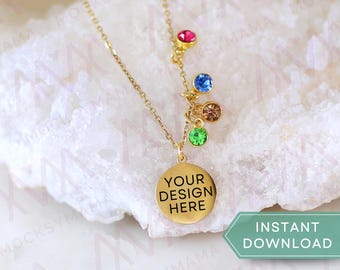 Necklace Disc Mockup, Blank Necklace Mock, POD Necklace mock ups, Gold Disc Necklace Mock Up Print on Demand Necklace Mockup, Jewelry Mockup