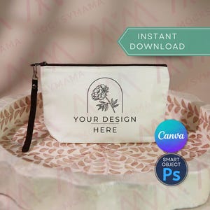 Canvas Makeup Bag Mockup, Blank Tote Mockup, ICP Tote Bag Mockup PNG, Canva Bag Template, Etsy Listing Photo Mockup, Print on Demand Mockup