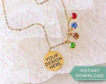 Necklace Disc Mockup, Blank Necklace Mock, POD Necklace mock ups, Gold Disc Necklace Mock Up Print on Demand Necklace Mockup, Jewelry Mockup