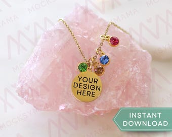 Necklace Disc Mockup, Blank Necklace Mock, POD Necklace mock ups, Gold Disc Necklace Mock Up Print on Demand Necklace Mockup, Jewelry Mockup