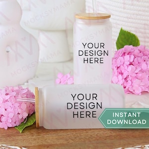 Frosted Cup Tumbler Mockup, Blank Frosted Glass Coffee Cup Mock Up, Real Product Mock, POD Tumbler Mockup Sublimation Frosted Glass Cup Mock