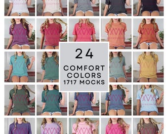 Comfort colors mockup bundle, Comfort Colors model mockup 1717, TShirt digital mockup bundle, pod mockup tee shirt, real model mockup bundle