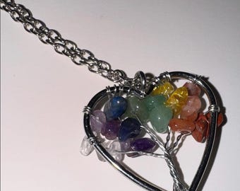 Verzilverde chakra-edelsteenketting, ketting van 10 inch