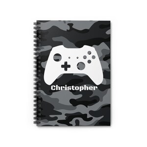 Personalized Gaming Spiral Notebook | Camouflage Design Gamer Journal | School Supplies | Unique Gift Student Planner
