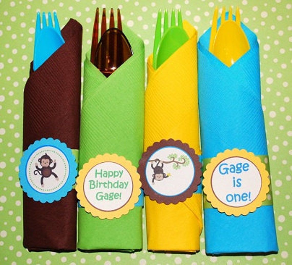 Monkey Napkin Rings Cutlery Wraps Set of 12 Etsy
