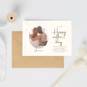 photo personnalisé pour la fête des Mères | Carte numérique imprimable pour maman | Modèle de toile modifiable | Téléchargement instantané | Cadeau DIY