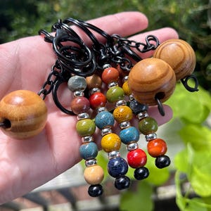 Boho Beaded Keychain with Vibrant Ceramic Round Beads | Handmade Beaded Bag Charm | Bag Charm | Boho Beaded Keychain | Boho Gift