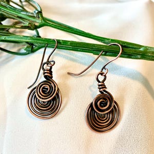 Copper spiral earrings | Copper earrings | Spiral earrings | Copper spirals