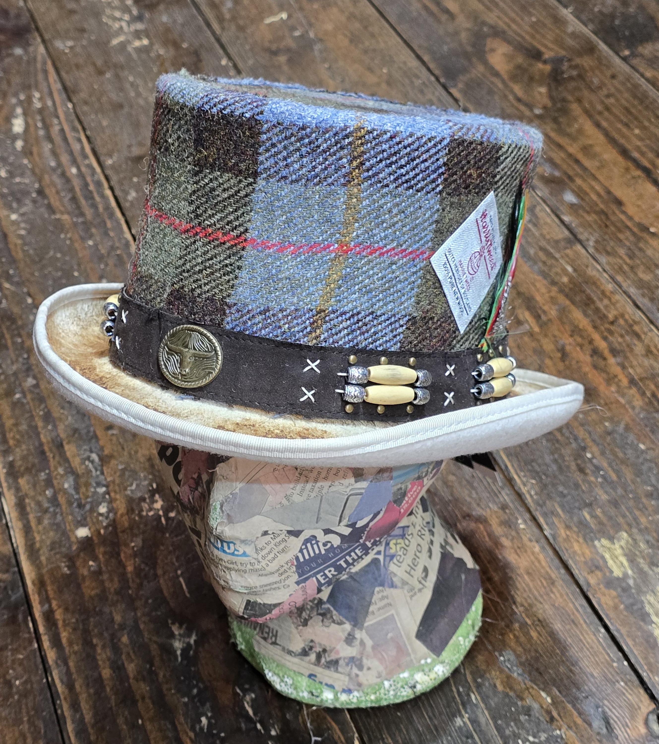 Unique Harries tweed top hat - Hand made in London, size M/57/58CM