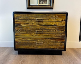 Vintage MCM Bernhard Rohne for Mastercraft Acid-Etched Brass Chest | 1970s