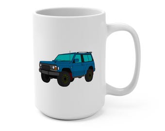 ブルー 日産 Y60 パトロール オフロード SUV マグカップ | 15オンス セラミックコーヒーカップ