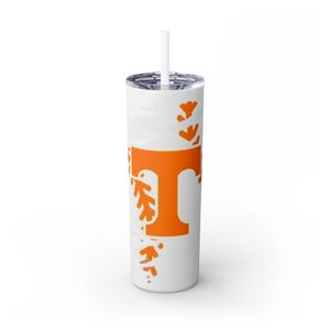 Stylish 20oz Skinny Tumbler with Straw, Perfect for College Students, Sports Fans, Summer Drinks, Gifts, Eco-Friendly