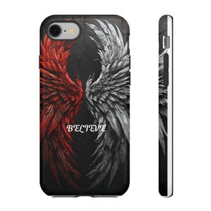 Tough Cases: Angel & Demon Phone Case, Believe Phone Cover, Gothic Protector, Gift for Tech Lovers, Unique Phone Accessories