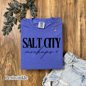 Comfort Colors 1717 Periwinkle T-Shirt Mockup | 1717 Unisex Mock-up | Real Product Mock | Trendy Minimal Neutral Styled Women’s Shirt