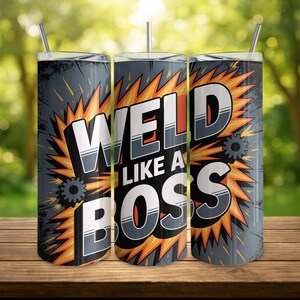 Welding Tumbler Wrap, 20 oz Skinny Tumbler Sublimation Design, Welders Life Digital Download, Weld Like a Boss, Blue Collar PNG Sublimation