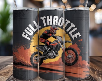 Dirtbike Tumbler Wrap PNG, Motocross Sublimation Design, 20oz Skinny Tumbler Digital Download, Extreme Sports Wrap for Riders & MX Fans