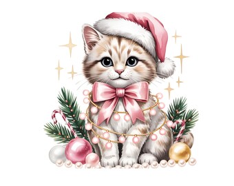 Cat Christmas Lights PNG, Funny Pet Lover Holiday Design, Cute Kitty Tangled in Lights, Christmas Cat Shirt Sublimation PNG Instant Download
