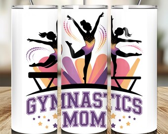 Gymnastics Mom Tumbler PNG, Gymnastics Tumbler Wrap PNG, Sublimation Seamless 20 oz Skinny Tumbler Design, Digital Download, Gymnast Mama