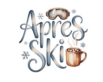 Après Ski PNG, Ski Reise Sublimationsdesign, Winter Hütte Shirt PNG, Gemütliche Bergferien Grafik, Ski Wochenend Bekleidung PNG