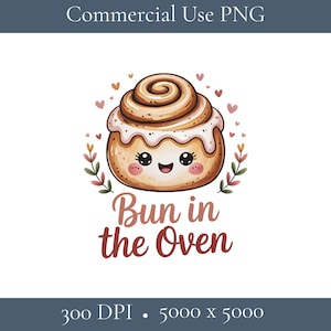 Bun In The Oven PNG, Pregnancy Announcement Clip Art, Pregnancy Mom to Be Clip Art PNG, Sublimation Design, Maternity Baby on Board Design