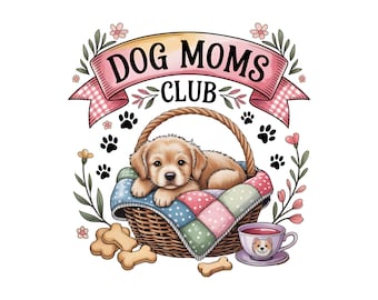 Dog Moms Club PNG, Cute Dog Mom Clipart, Fur Mama Sublimation Design, Pet Lover Printable, Dog Mom Sticker PNG, Dog Mama Shirt Graphic