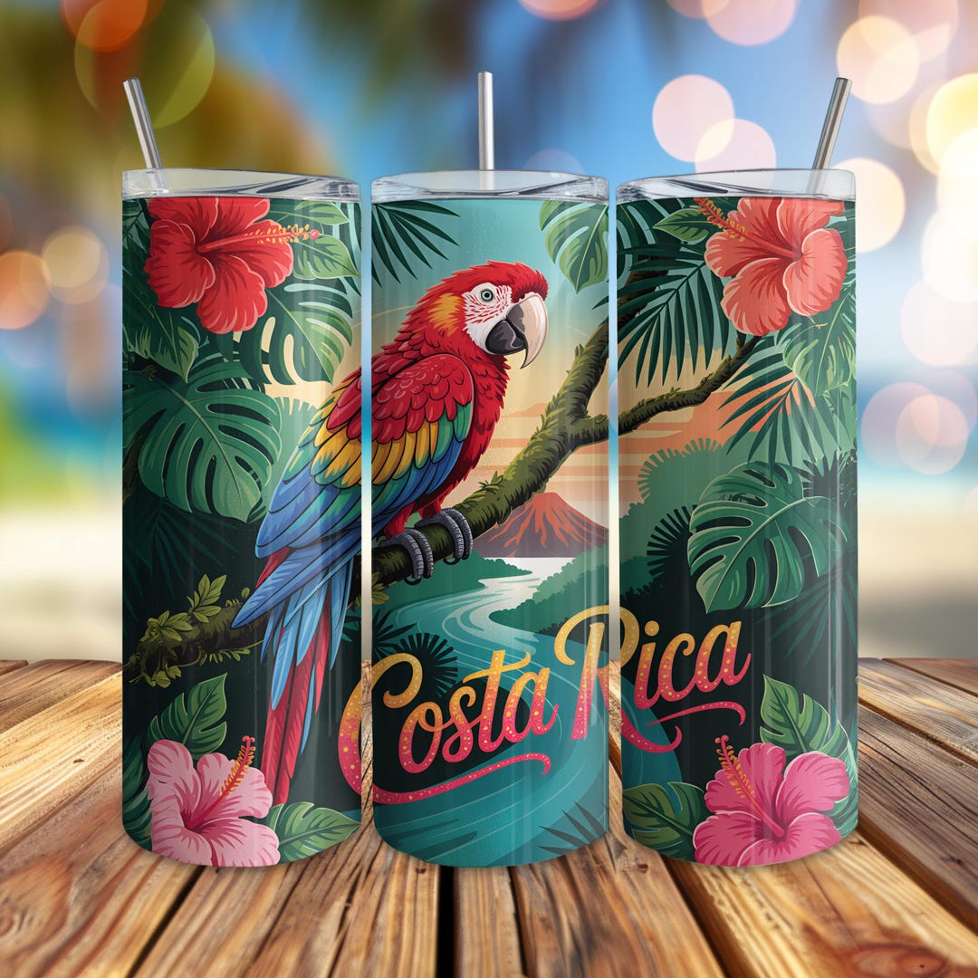 Costa Rica Tumbler Wrap, Costa Rica 20oz Skinny Tumbler Sublimation ...