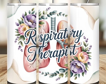 Ademhalingstherapeut Tumbler png, 20oz skinny Tumbler sublimatie naadloze ontwerpen, ademhalingstherapeut png-bestand digitale download,