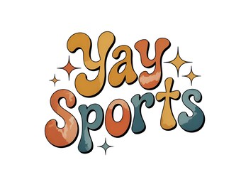 Yay Sports PNG, zabawny sarkastyczny cytat sportowy, projekt sublimacji na dzień meczu retro, koszulka z humorem antysportowym PNG, dziewczęca grafika fanki sportu