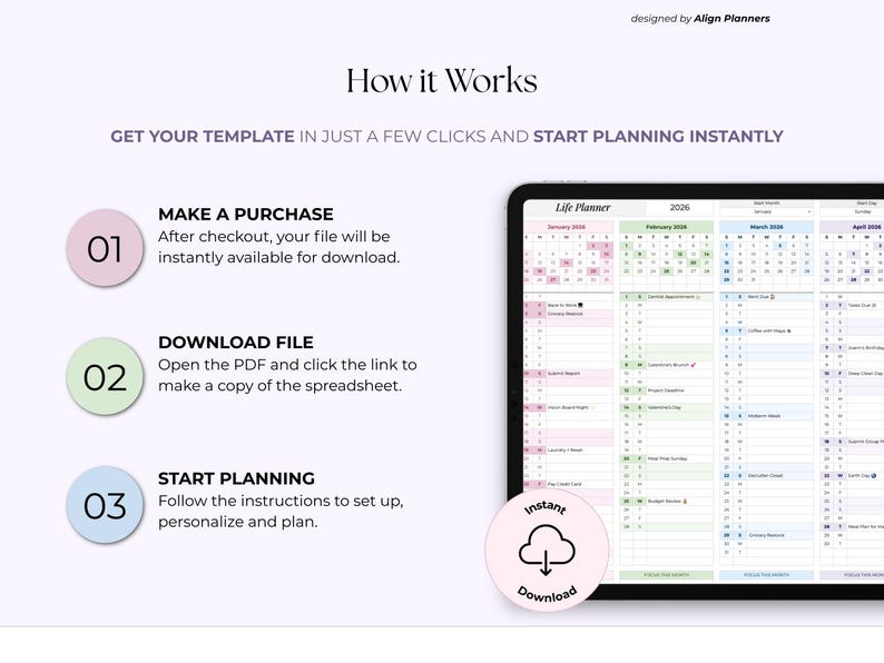 Year-at-a-Glance Planner Google Sheets Spreadsheet – 2026 One Page Calendar, Monthly Task, Event & Birthday Tracker, Digital Download image 9