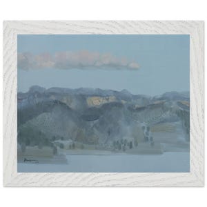 Peaceful Mountain Landscape Print | Soft Blue Hills Wall Art | Blue Sky Original Oil Painting | Home Decor Art | Nature Inspired Wall Art |