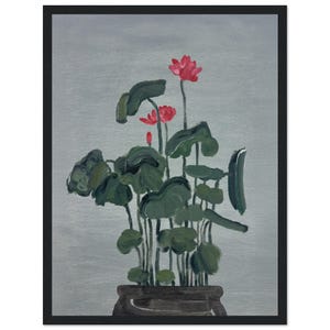 Lotus Flower Canvas Wall Art | Botanical Flower Print | Zen Floral Wall Art | Original Water Lily Art Print | Abstract Lotus Poster |