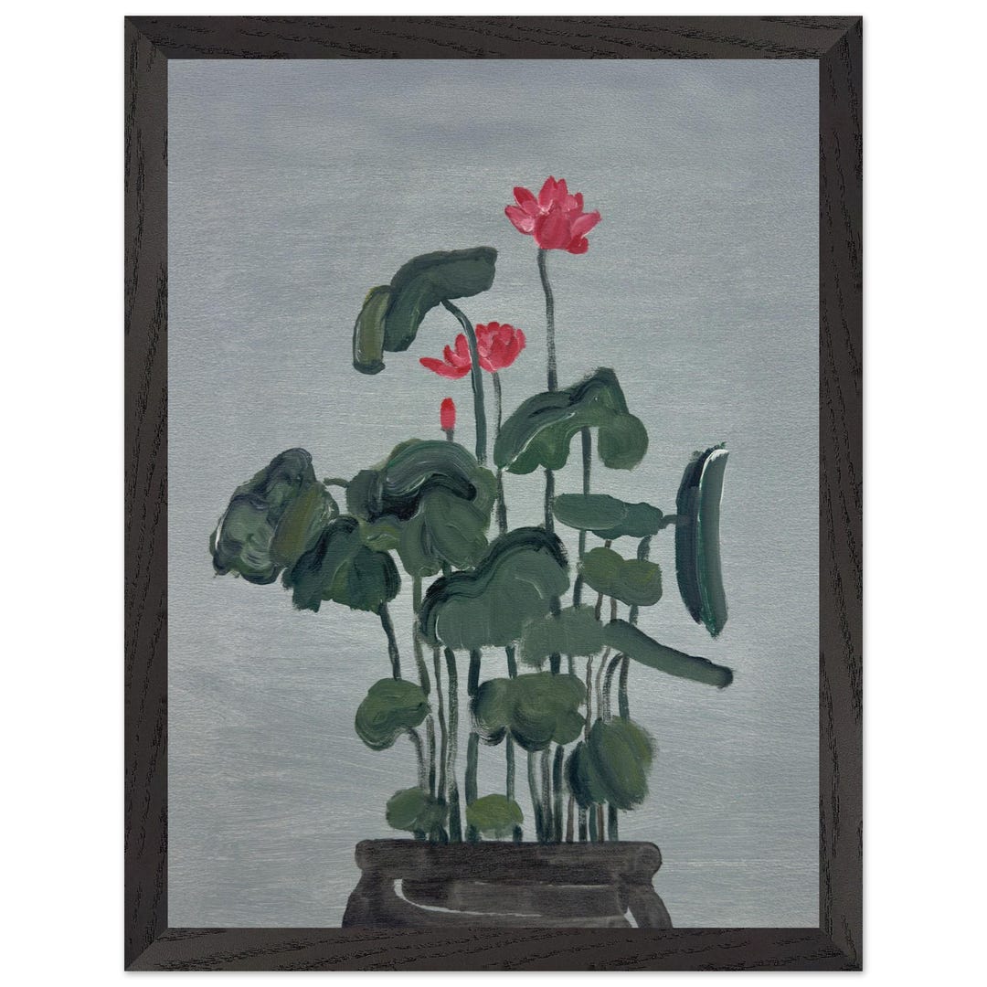 Lotus Flower Art Print | Minimalist Botanical Art on Canvas Wall Art ...