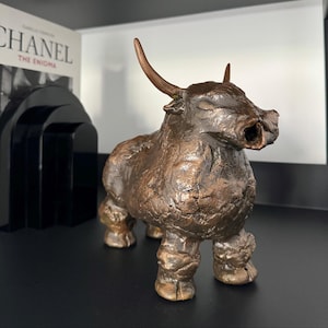 Handmade Bison Sculpture | Bronze Effect Animal Figurine | Home Decor | Unique Gift | Rustic Bison Decor | Animal Lover Gift |