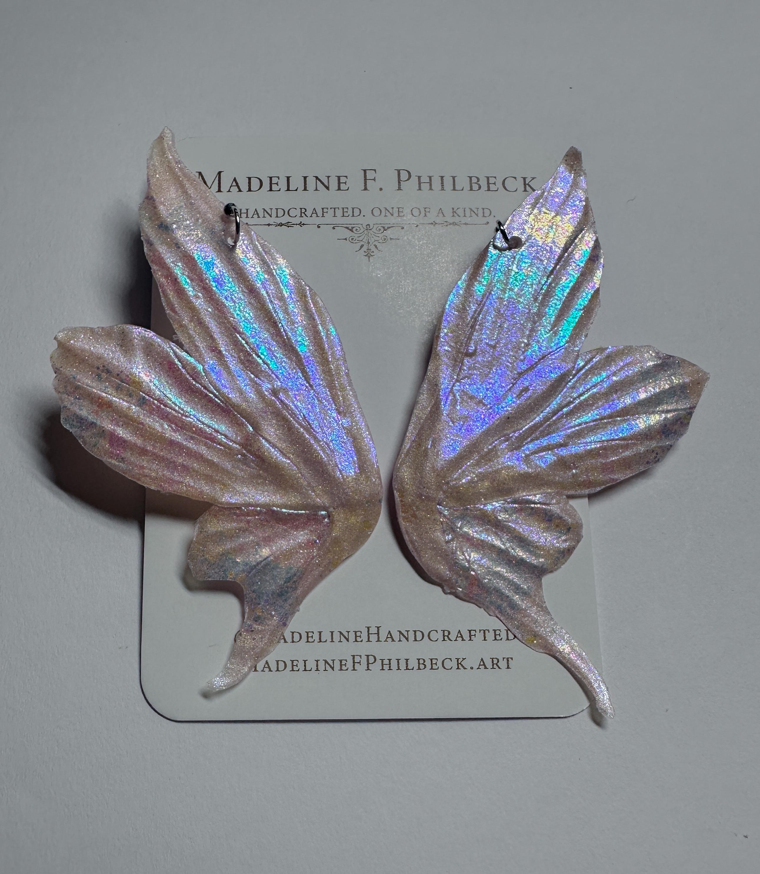 Violet petal shift  -fairy wing earrings