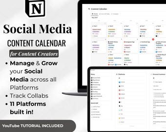 Social Media Content Calendar | Notion Planner Template