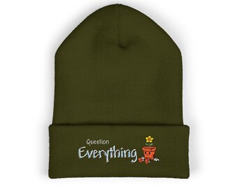 Question Everything Fern Embroidered Beanie