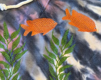Women's L lucky brand hoodie with Garibaldi fish and giant kelp