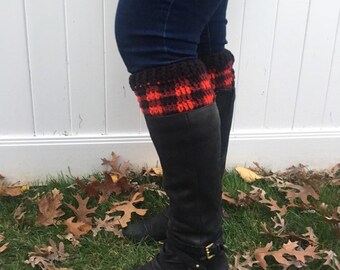 buffalo plaid boot cuffs