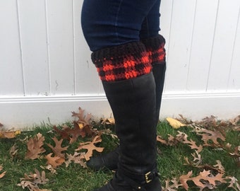 boots with plaid cuff
