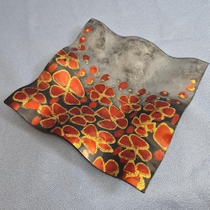 Vintage decorative glass fused plate dish.