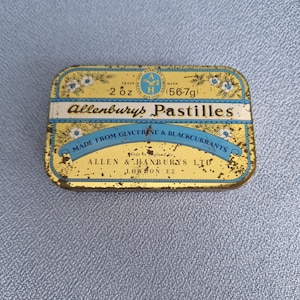 Vintage Allen & Handbury&#39;s Of London Allenburys Pastilles Vintage Hinged Tin