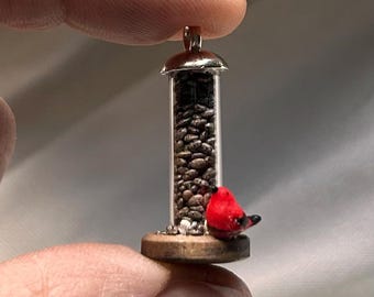 Miniature Dollhouse Bird Feeder 1:12 scale