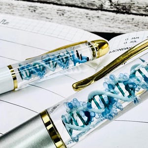 Handmade DNA Helix Pen – Blue Biology Science Gift, Microscope Floaties ...