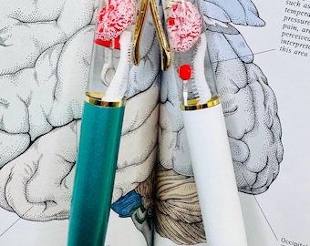 Anatomical Brain Float Pen - Skull, Spine & Reflex Hammer - Doctor/Nurse Gift