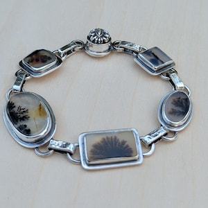 Dendritic Agate and Sterling Silver Bracelet: Scenic Nature Design Bracelet